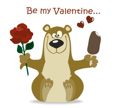 kırmızı gül Valentine bear