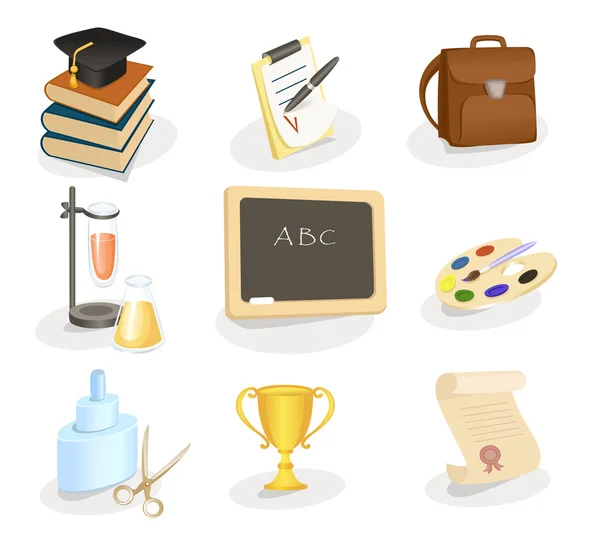 Set di icone di scuola e istruzione — Vettoriale Stock