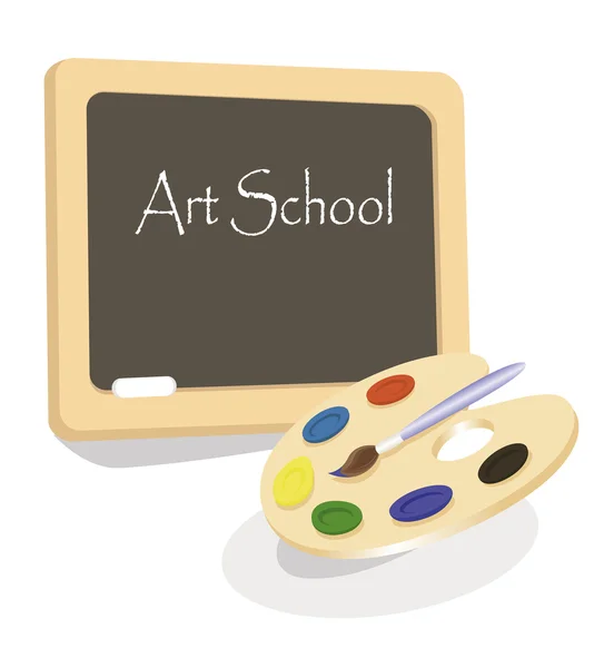 Emblema da escola de arte com paleta — Vetor de Stock