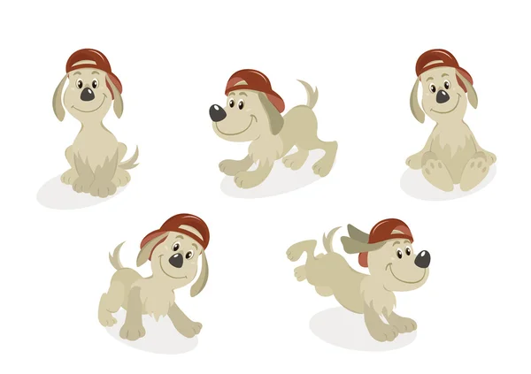Conjunto de mascote de cão dos desenhos animados — Vetor de Stock