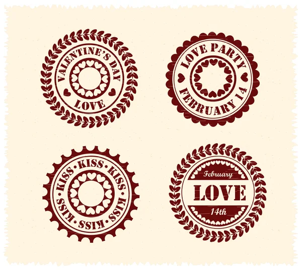 Aftelkalender voor Valentijnsdag Vintage Stamps — Stockvector