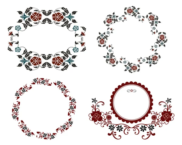 Ensemble de cadre floral vintage — Image vectorielle