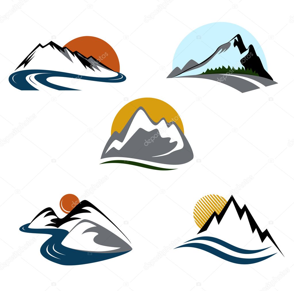 Vector illustration of mountain icon design set