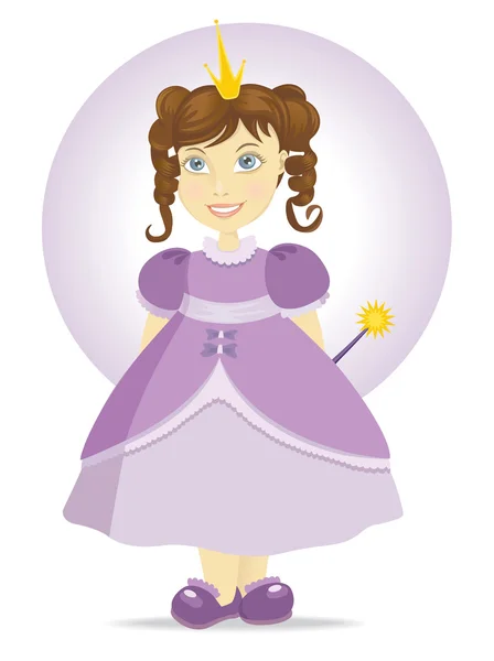 Princesse fée avec une baguette magique — Image vectorielle