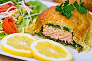 Salmon in puff pastry clipart