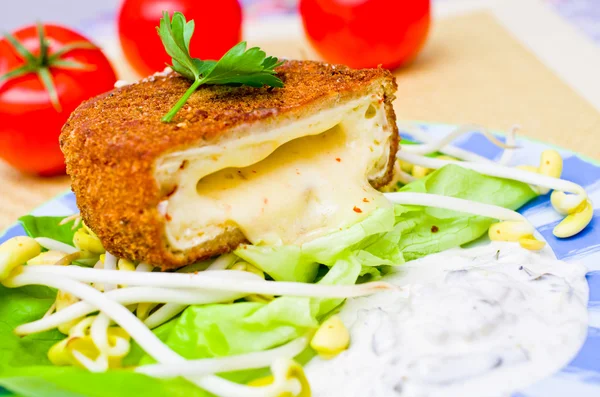 Жареный сыр с татарским соусом — стоковое фото