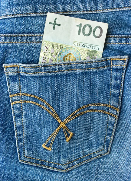 stock image Hundred zlotys in the pocket