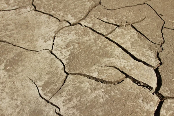 Concepto de calentamiento global de suelo agrietado. Terreno agrietado y árido Seco sin agua — Foto de Stock