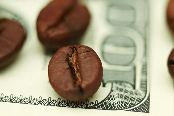 Kaffee gegen Dollar — Stockfoto