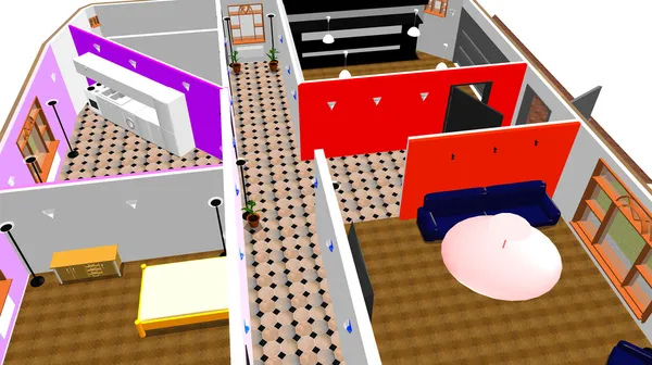 3D lägenhet plan. — Stockfoto
