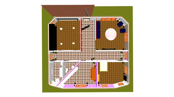3 d のアパートの平面図 — ストック写真