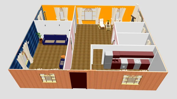 3d apartment floor plan. — Stock Photo, Image