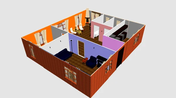 3d apartment floor plan. Top view. — Stock Photo, Image