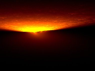 Sunset over mountains - Fractal image clipart