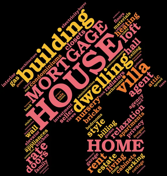 stock image House - shaped tag cloud , home symbo