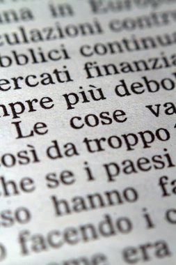 Italian words on a newspaper clipart