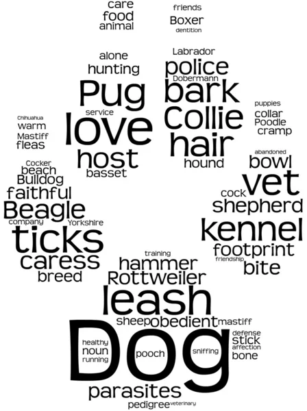 Hond word cloud - pawprint — Stockfoto