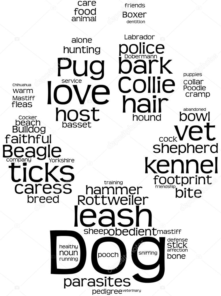 Dog word cloud - pawprint