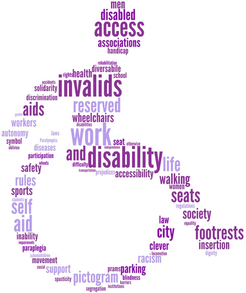 Niepełnosprawności tagcloud znak — Zdjęcie stockowe