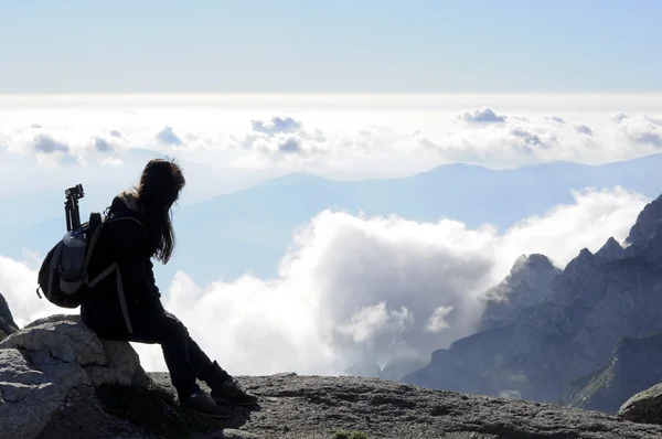 stock image Girl looking at clouds