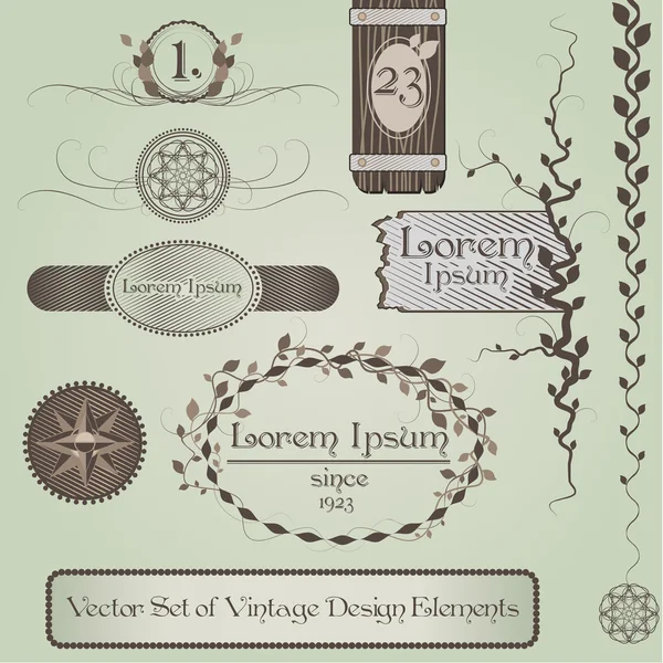 Conjunto vectorial de elementos de diseño vintage — Archivo Imágenes Vectoriales