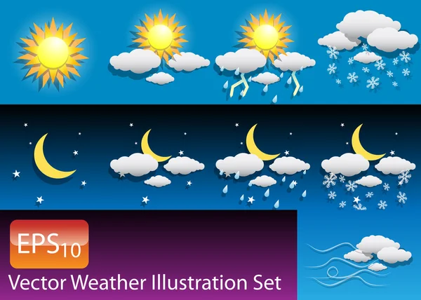 Vector Weather Illustration Set — Stock Vector