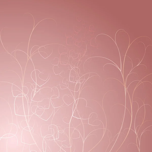 Illustrazione vettoriale di sfondo floreale con cuori volanti — Vettoriale Stock