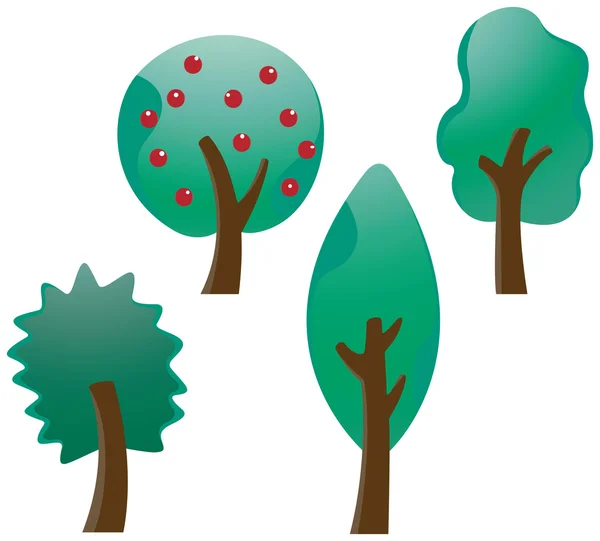 Set pohon lucu - Stok Vektor