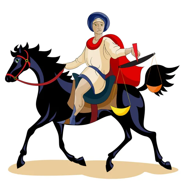 Equestrian of the Apocalypse, Hunger — Stock Vector