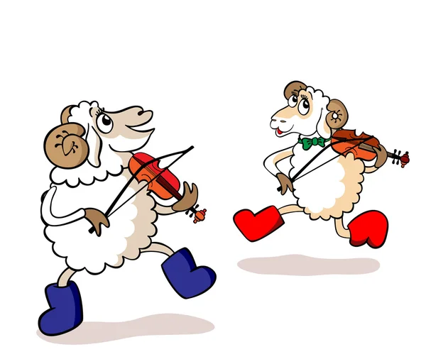 Lambs are musicians — Stock Vector
