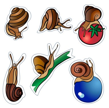 Six slugs clipart