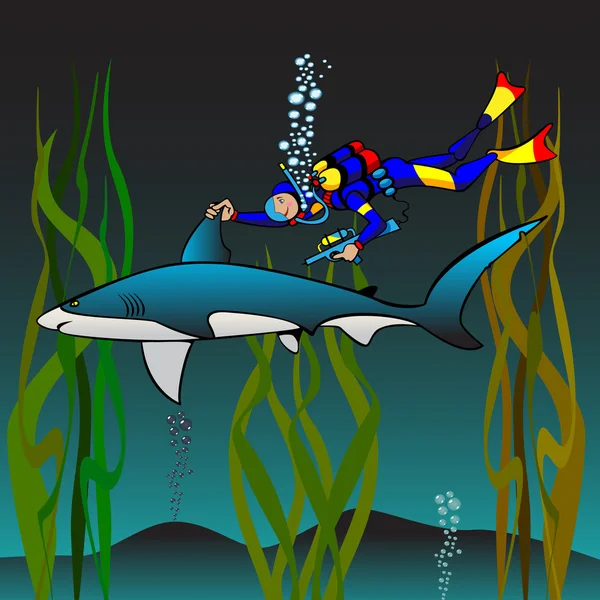 Vaccination d'un requin — Image vectorielle