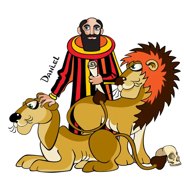 Daniel and lions. — Stock Vector