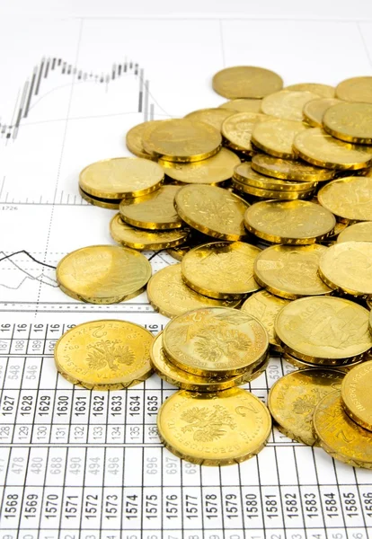 Lot of golden coins concept on business background — Stock Photo, Image