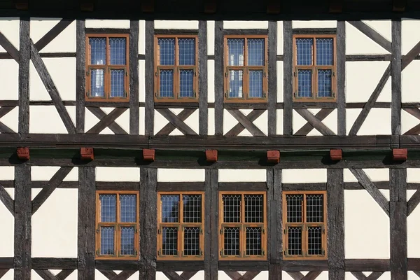 stock image Half-timbered front with windows