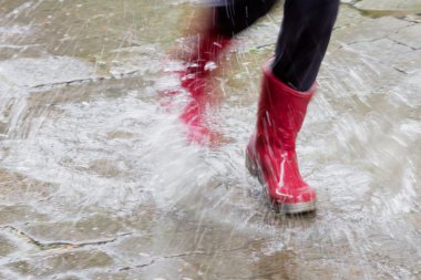 Gum boots in the rain clipart