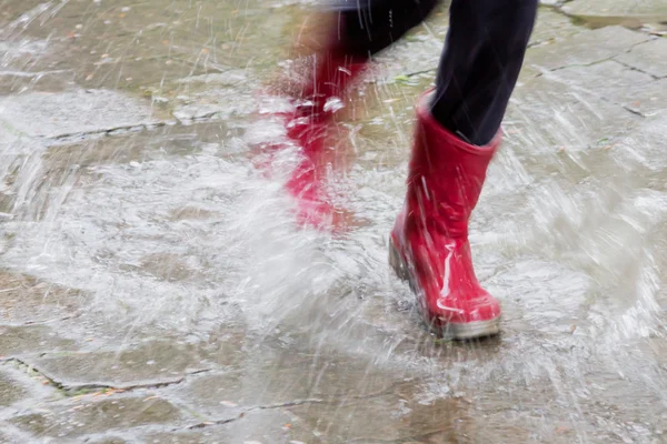 在雨中的口香糖靴子 — 图库照片