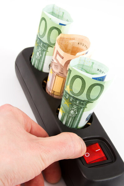 Euro banknotes in plugbar