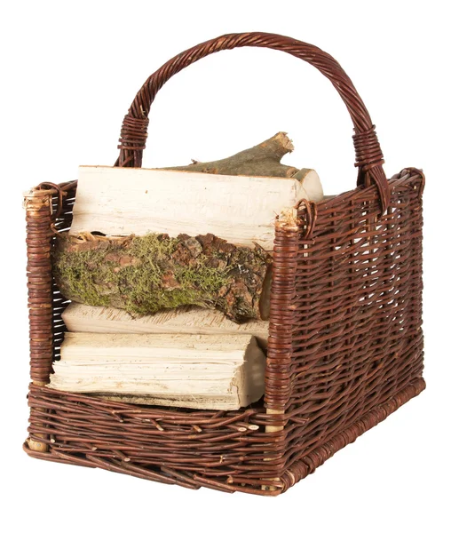 Basket with firewood — Stock Photo, Image