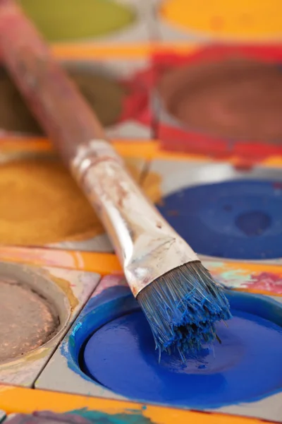 Paintbox with brush — Stock Photo, Image