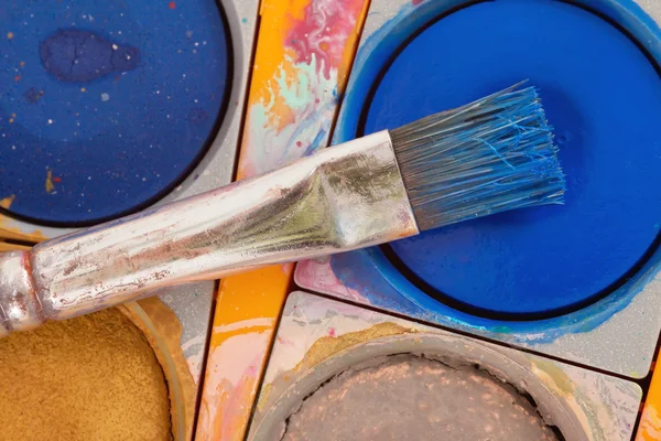 Paintbox with brush — Stock Photo, Image