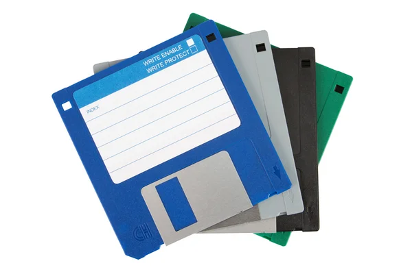 Vier gekleurde diskettes — Stockfoto