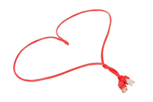 심장 모양의 네트워크 케이블 — 스톡 사진