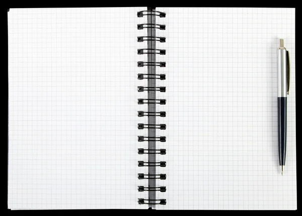 Prázdný zápisník s perem — Stock fotografie