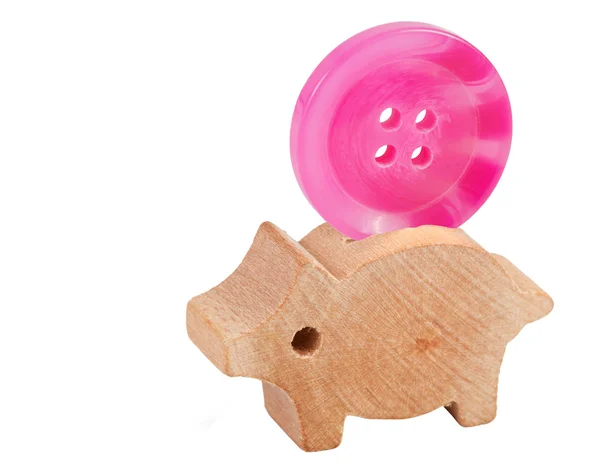 Lucky pig with button — Stock Photo, Image