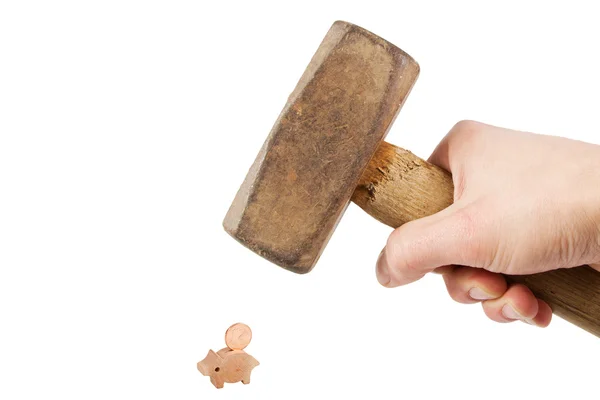 Lucky pig with hammer — Stock Photo, Image