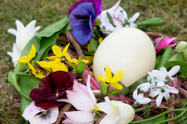 Easter basket on the grass — Stock Photo, Image