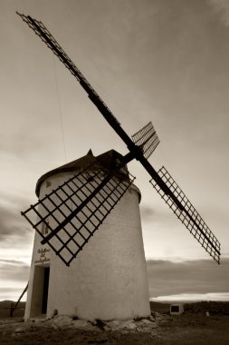 yel değirmeni siyah ve beyaz, consuegra, İspanya