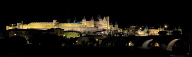 Carcassonne, gece, languedoc-rousillon (Fransa)