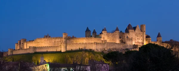 Panorámás sötét Carcassonne, Franciaország — Stock Fotó